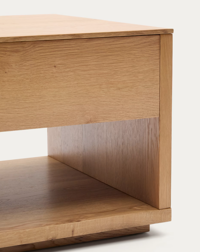 ALGUEMA Raisable coffee table in oak veneer with natural finish