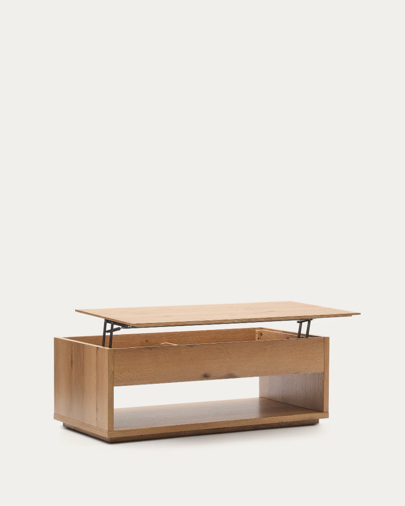 ALGUEMA Raisable coffee table in oak veneer with natural finish