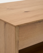ALGUEMA Raisable coffee table in oak veneer with natural finish