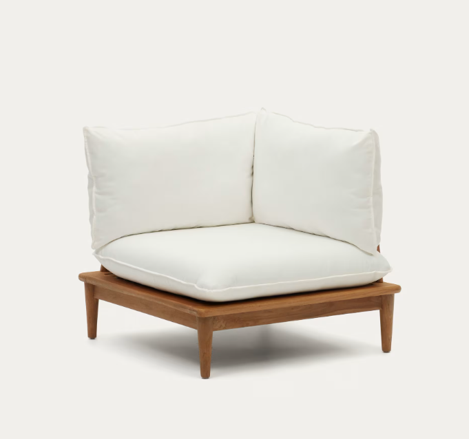 Portitxol modular corner armchair in solid teak