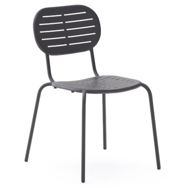 BRAI Stackable outdoor chair in dark grey galvanised steel
