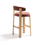 GRANITE Stool in terracotta chenille and solid ash wood