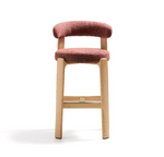 GRANITE Stool in terracotta chenille and solid ash wood