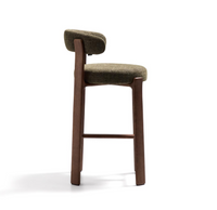 GRANITE Stool in green chenille and solid ash wood