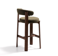 GRANITE Stool in green chenille and solid ash wood