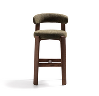 GRANITE Stool in green chenille and solid ash wood