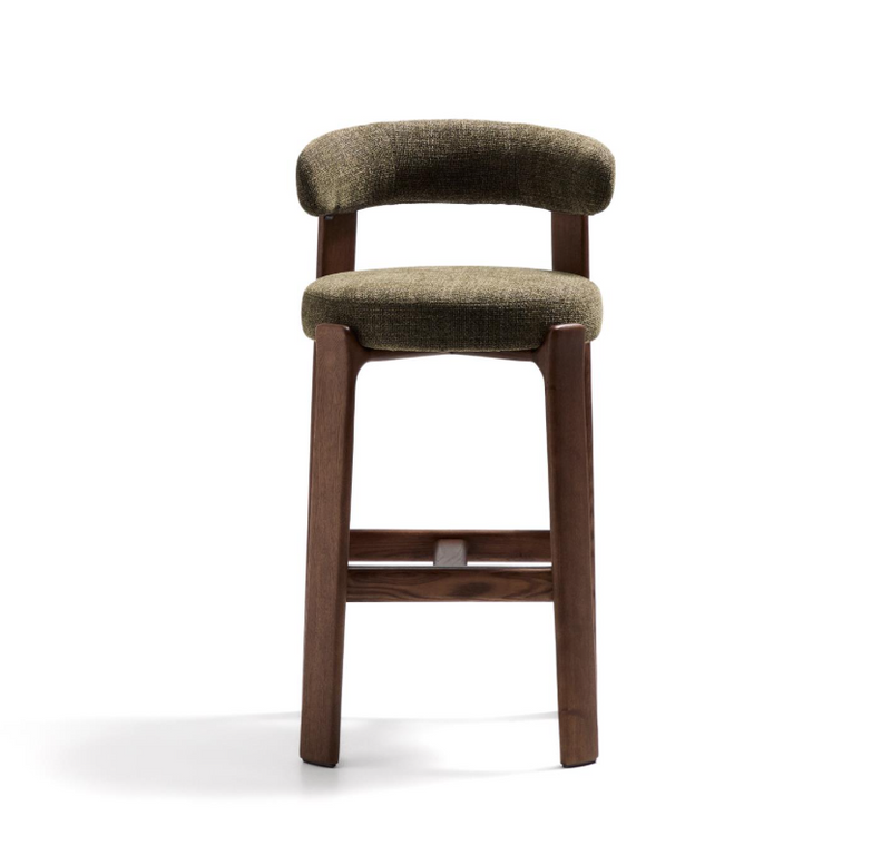 GRANITNA stolica od zelenog šenila i masivnog jasenovog drva