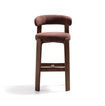 GRANITE Stool in brown chenille and solid ash wood