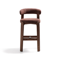 GRANITE Stool in brown chenille and solid ash wood