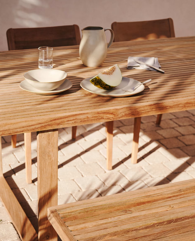 CANADELL Outdoor dining table, solid recycled teak table