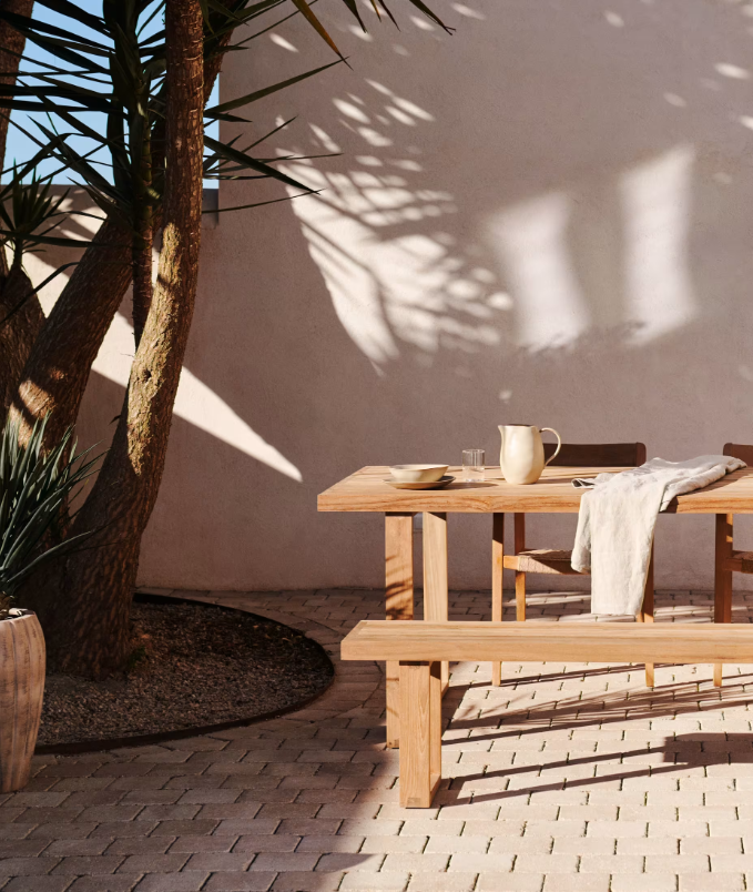 CANADELL Outdoor dining table, solid recycled teak table