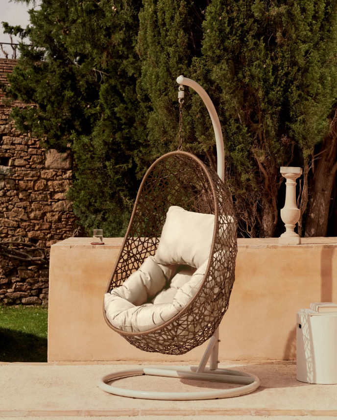 FLORINA Viseća smeđa fotelja s bazom