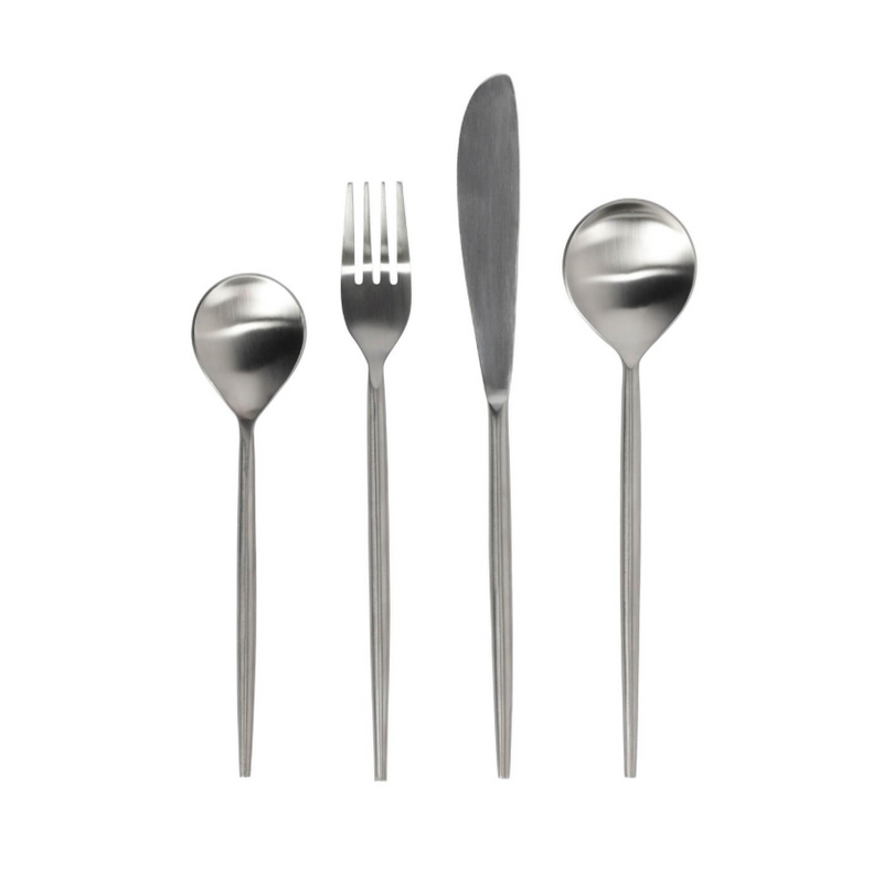 CRISPS rounded handle 16-piece silvery cutlery set