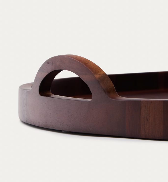 ZOA tray made of acacia wood in a dark finish, Ø50 cm