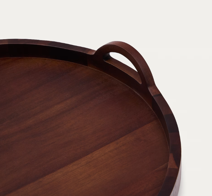 ZOA tray made of acacia wood in a dark finish, Ø50 cm