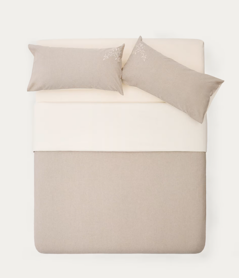 SOTELA Duvet cover and pillowcase set with embroidered stripes