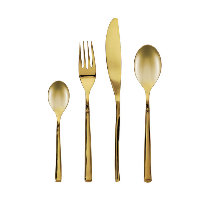 LITE Square handle 16-piece golden cutlery set