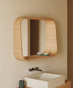 SALAYA Ogledalo s okvirom od laminirane šperploče od jasena u prirodnoj završnoj obradi, 90 x 60 cm