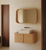 SALAYA Ogledalo s okvirom od laminirane šperploče od jasena u prirodnoj završnoj obradi, 90 x 60 cm