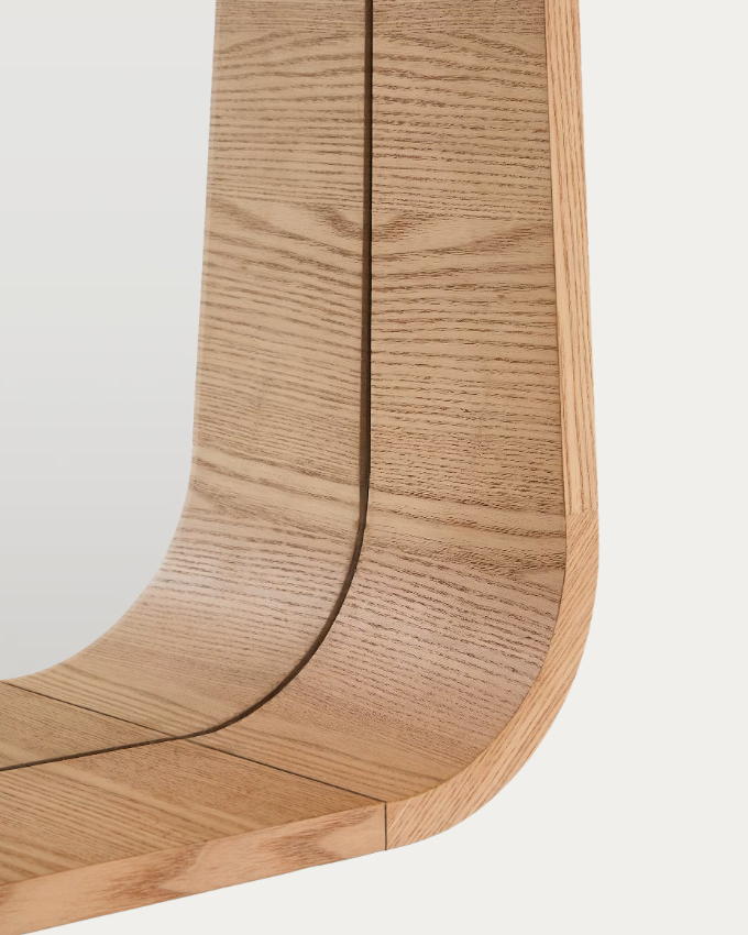 SALAYA Ogledalo s okvirom od laminirane šperploče od jasena u prirodnoj završnoj obradi, 90 x 60 cm