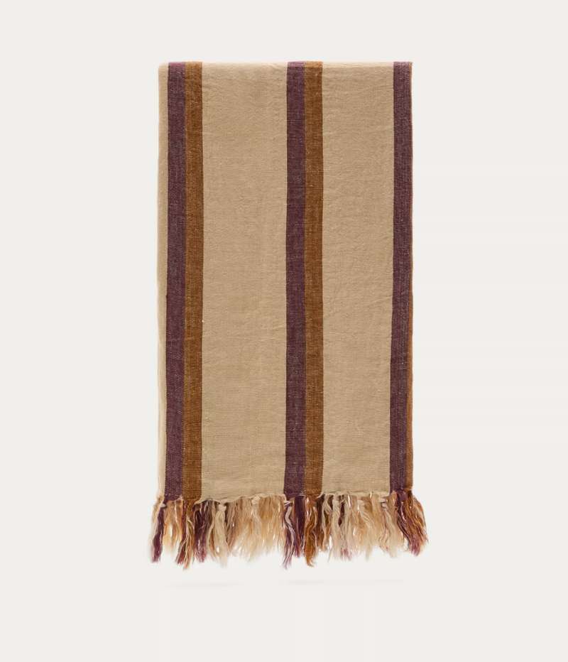 ARVEN Višebojni prugasti pokrivač od 100% lana