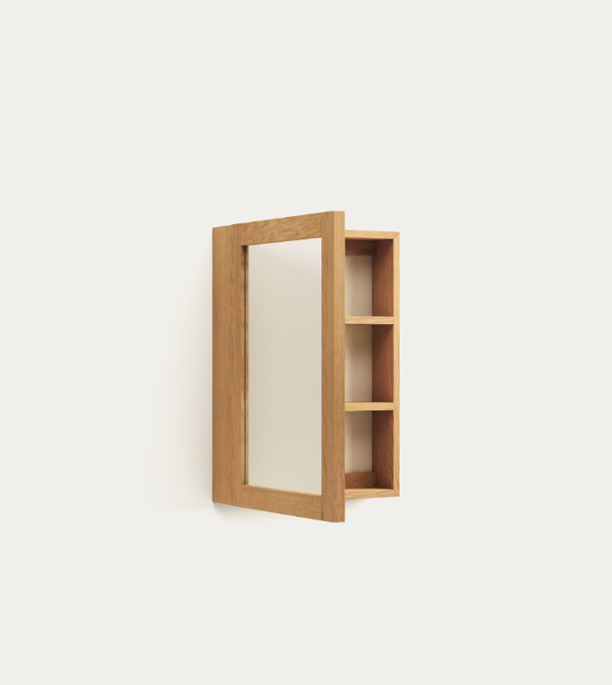 PLUBIA Ormarić za lijekove s ogledalom od punog tikovine, 50 x 70 cm