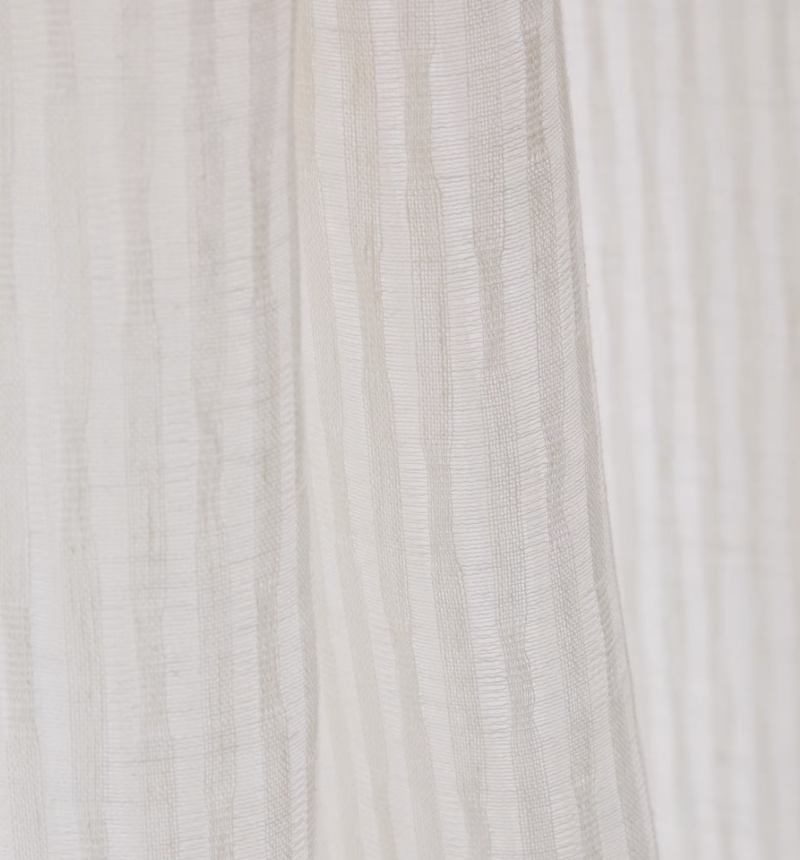 RILA curtain with detailed striped structure in off-white