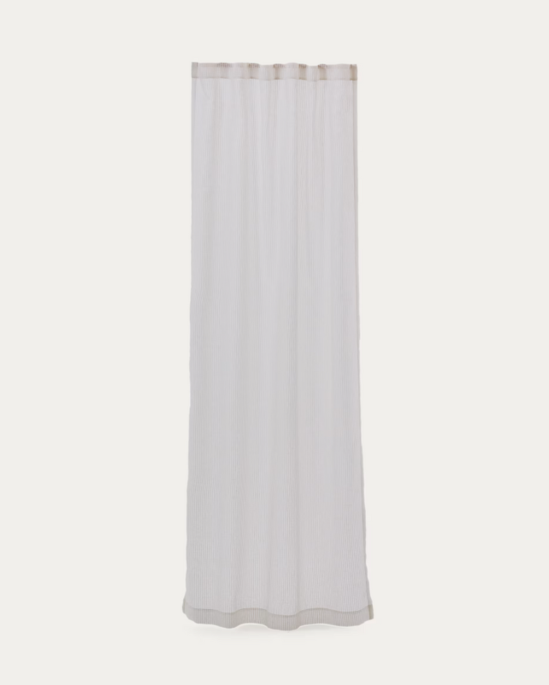 RILA curtain with detailed striped structure in off-white