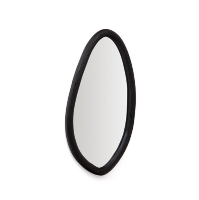 MAGRIT mirror in solid mungur wood with a black finish Ø 60 x 110 cm