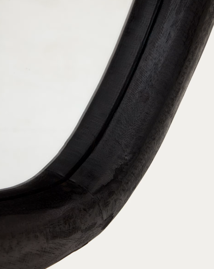 MAGRIT Ogledalo od masivnog mungur drva s crnom završnom obradom Ø 60 x 110 cm