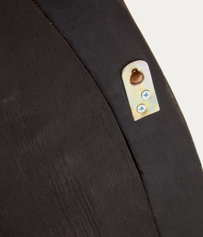 MAGRIT Ogledalo od masivnog mungur drva s crnom završnom obradom Ø 60 x 110 cm