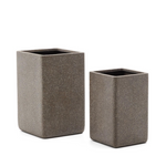 MINOA Set of 2 tall planters with brown stone effect