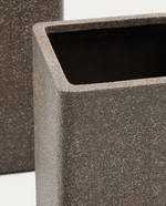 MINOA Set of 2 tall planters with brown stone effect