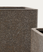 MINOA Set of 2 tall planters with brown stone effect