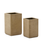 MINOA Set of 2 tall planters with mustard stone effect