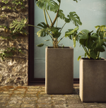 MINOA Set of 2 tall planters with mustard stone effect