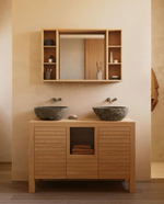 PARANA medicine cabinet with mirror in solid teak, 100 x 65 cm