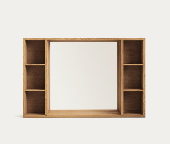 PARANA medicine cabinet with mirror in solid teak, 100 x 65 cm