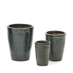 ROTJA set of 3 terracotta planters with glazed blue finish Ø 26 / 35 / 47 cm