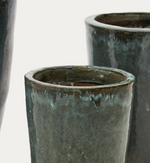 ROTJA set of 3 terracotta planters with glazed blue finish Ø 26 / 35 / 47 cm