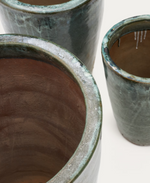 ROTJA set of 3 terracotta planters with glazed blue finish Ø 26 / 35 / 47 cm