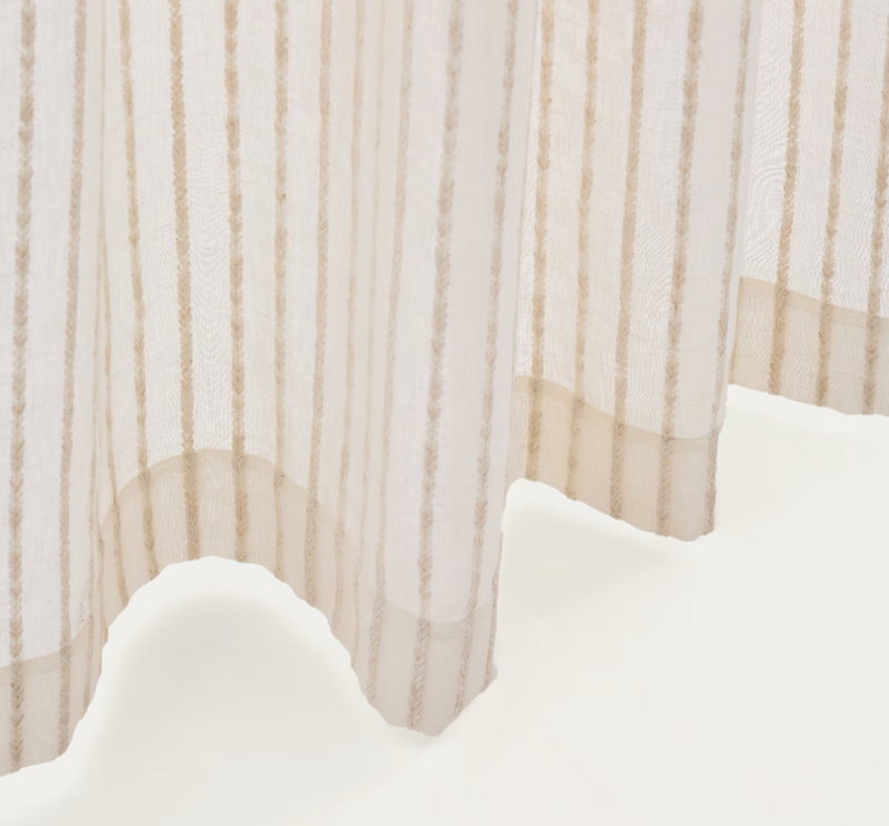 ARAMI Curtain with braided jute embroidery detail