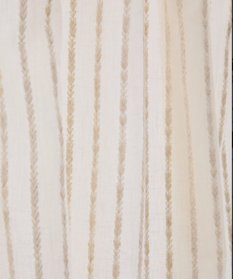 ARAMI Curtain with braided jute embroidery detail