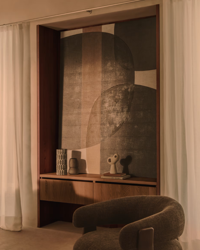 TONOL brown abstract canvas, 180 x 140 cm