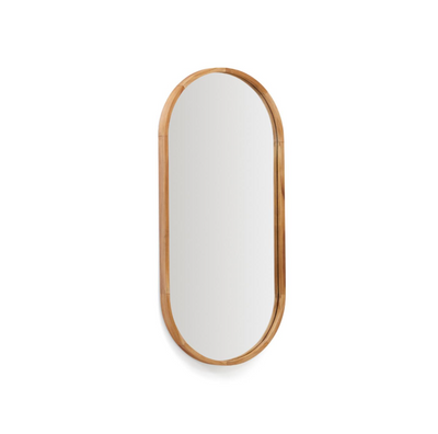 MAGDA mirror made of solid teak wood with a natural finish Ø 45 x 95 cm