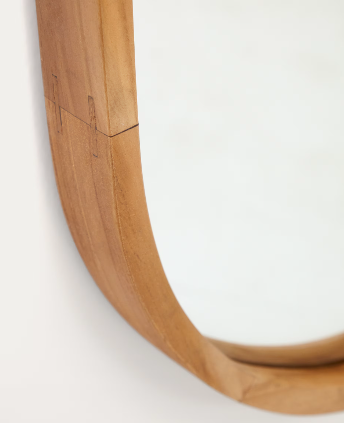 MAGDA Ogledalo od masivnog tikovine s prirodnom završnom obradom Ø 45 x 95 cm