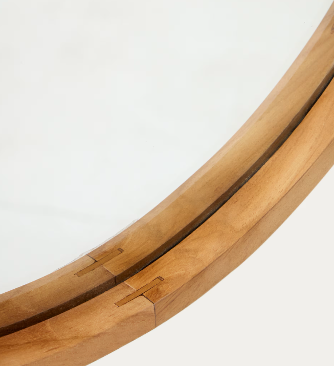 MAGDA Ogledalo od masivnog tikovine s prirodnom završnom obradom Ø 45 x 95 cm