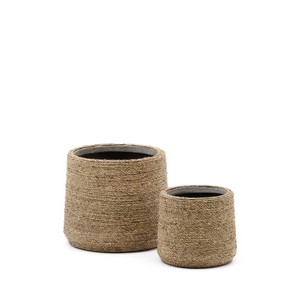 SIGAL Set od 2 cementne posude za biljke u prirodnoj boji, Ø 24 cm / 31 cm