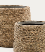 SIGAL set of 2 cement plant pots in a natural finish, Ø 24 cm / 31 cm