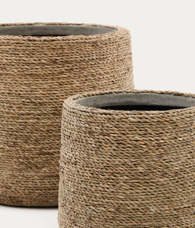 SIGAL set of 2 cement plant pots in a natural finish, Ø 24 cm / 31 cm